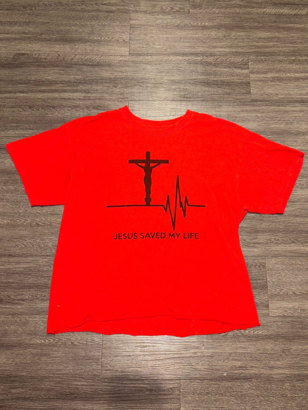 Red 'Jesus Saved My Life' Graphic Tee